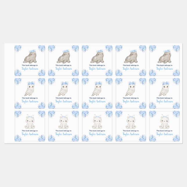 Étiquettes Winter Wonderland Arctic Animaux Kids Boite (Feuille)