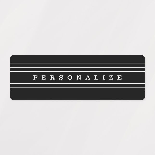 Étiquettes Your Custom Text & Modern Stripes | Black & White (Design 1)