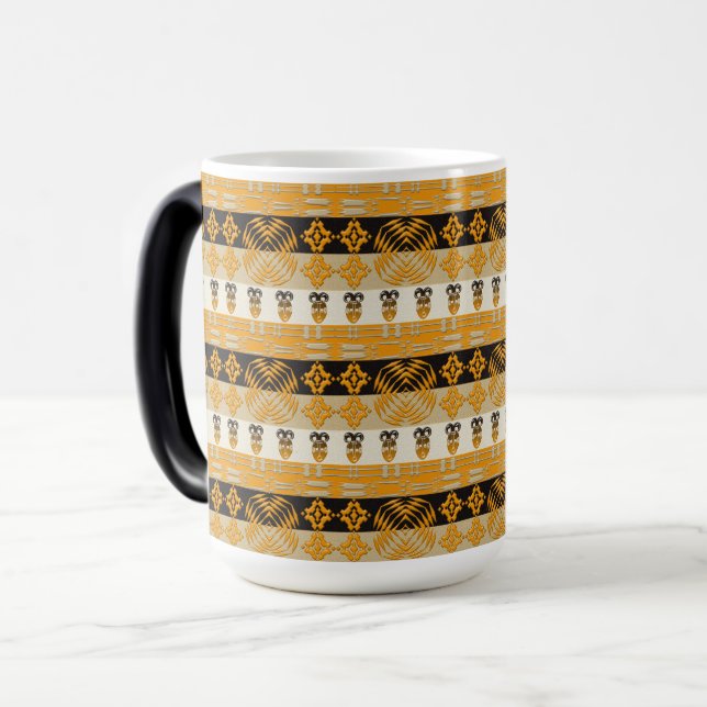 Etnic African Tribal Stripes Pattern Magic Mug (Front Left)