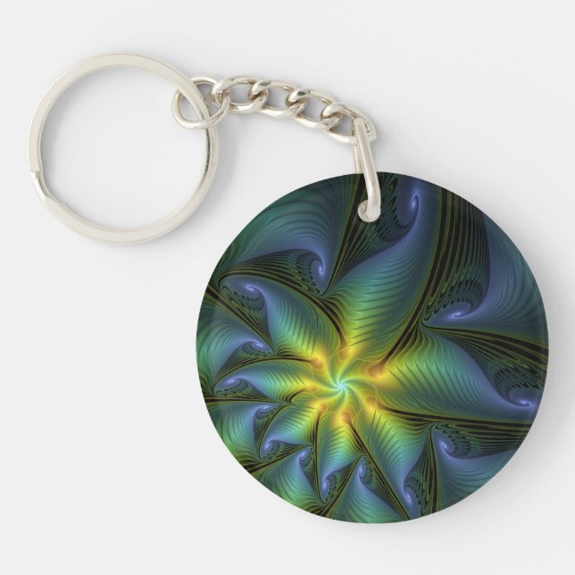 Etoile Abstraite, Bleu brillant Vert Or Fractal Ar (Devant)