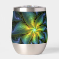 Etoile Abstraite, Bleu brillant Vert Or Fractal Ar