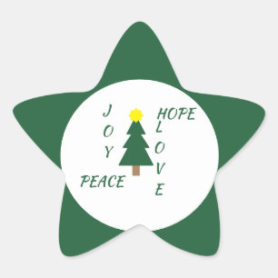 Étoile Amour, Joie, Paix, Espoir Sticker Star de Noël