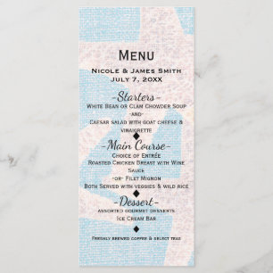 Etoile blanche & Burlap Bleu Elegant Menu Plage