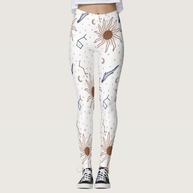 Étoile céleste Florale Thème Leggings (Devant)