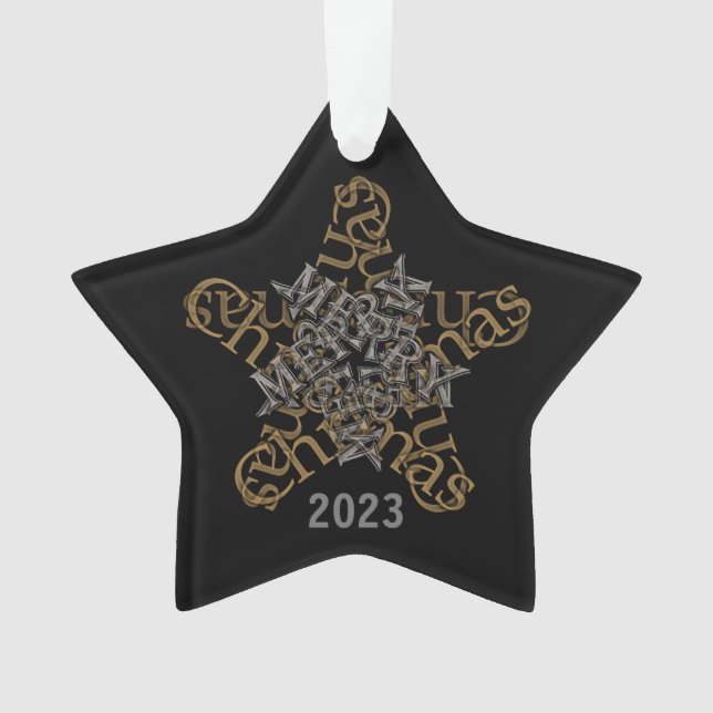Étoile de calligraphie de Noël Joyeux sur mesure e (devant)