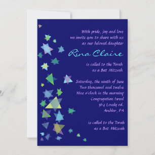 Étoile de David Bar Bat mitzvah Invitation d'invit