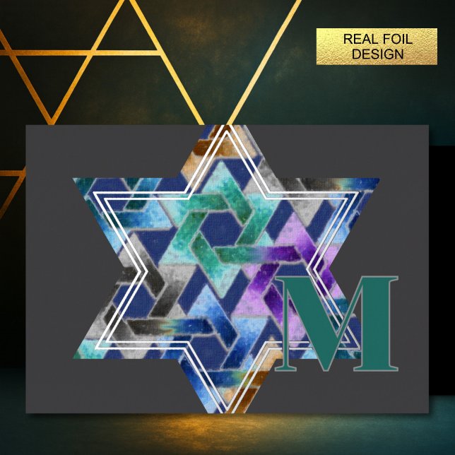 Étoile de David Damask Carte de remerciements Mono (Créateur téléchargé)