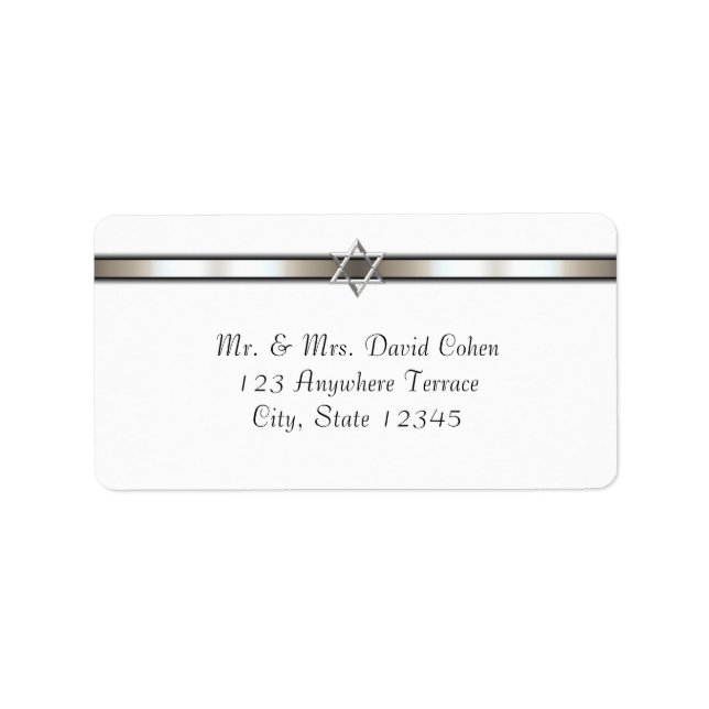 Étoile de David White Étiquette de adresse (Devant)