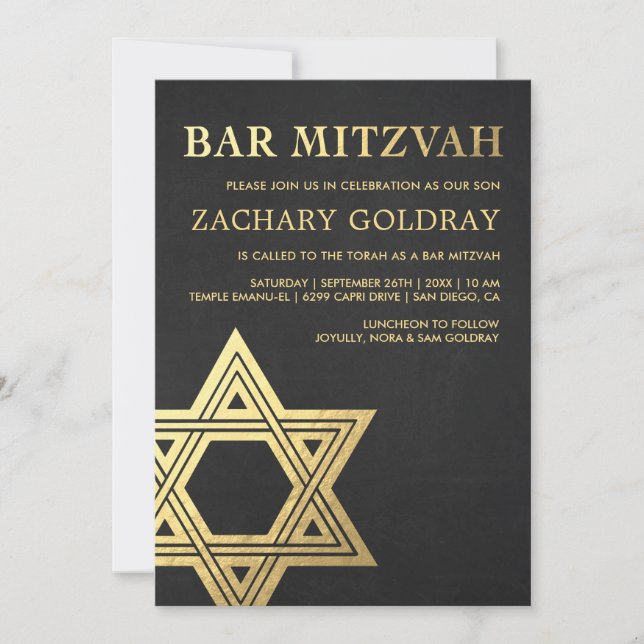 Étoile de feuille d'or de Faux des invitations | (Devant)