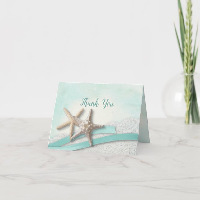 Étoile de mer aqua et ruban Merci (Devant)