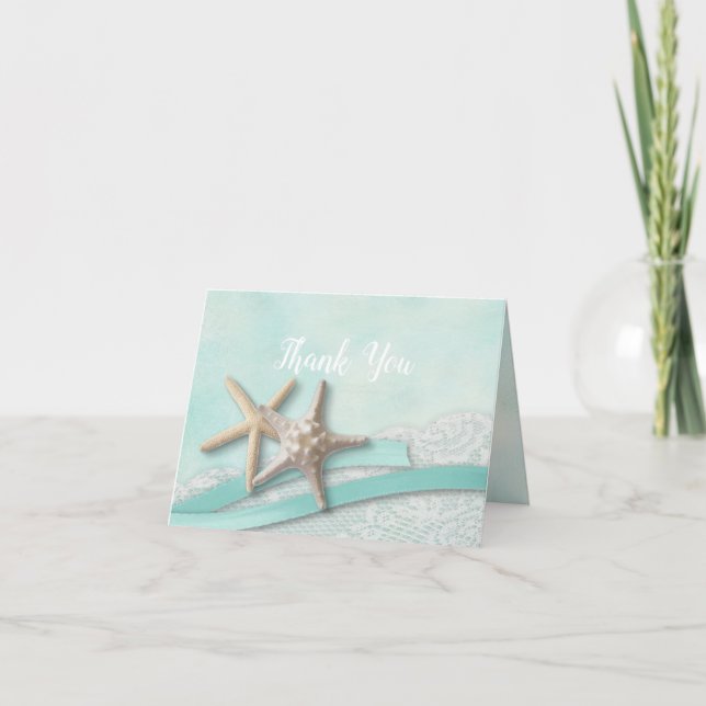 Étoile de mer aqua et ruban Merci (Devant)