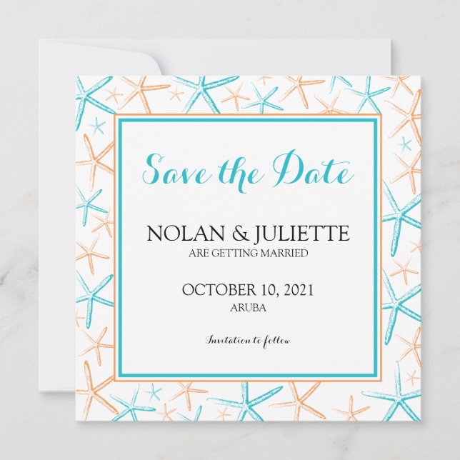Étoile de mer mince Save the Date de mariage (Devant)
