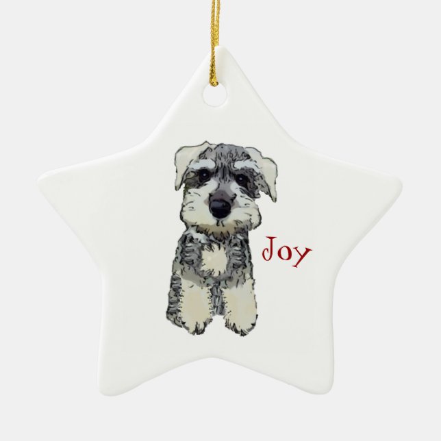 Étoile En Céramique Mini ornement de joie de Schnauzer (Devant)