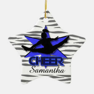 Étoile En Céramique Ornement bleu de Noël de tigre de pom-pom girl