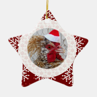 Étoile En Céramique Ornement - coq de Père Noël