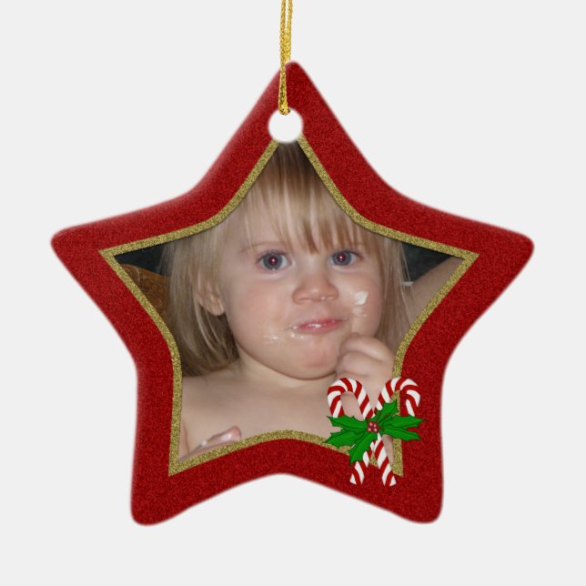Étoile En Céramique Ornement personnalisé d'étoile de Noël (Devant)