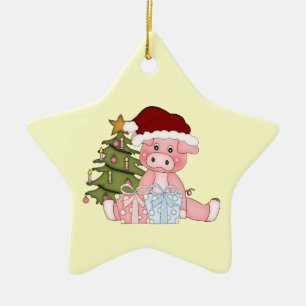 Étoile En Céramique Ornement porcin d'arbre de Noël