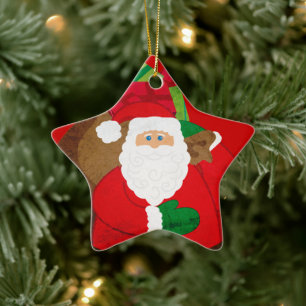 Étoile En Céramique Père Noël "Ho Ho Ho Joyeux Noël" ornement vedette