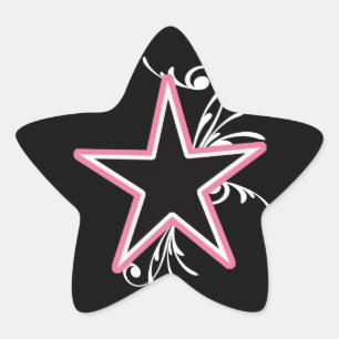 Étoile KRW Star et Swirls Pink and Black Sticker