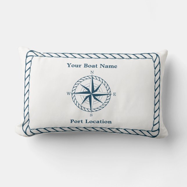 Étoile nautique Nom de bateau personnalisé Coussin (Recto)