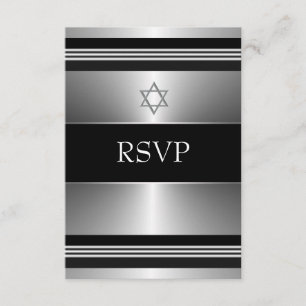 Étoile noire d'argent de David Bar Mitzvah RSVP