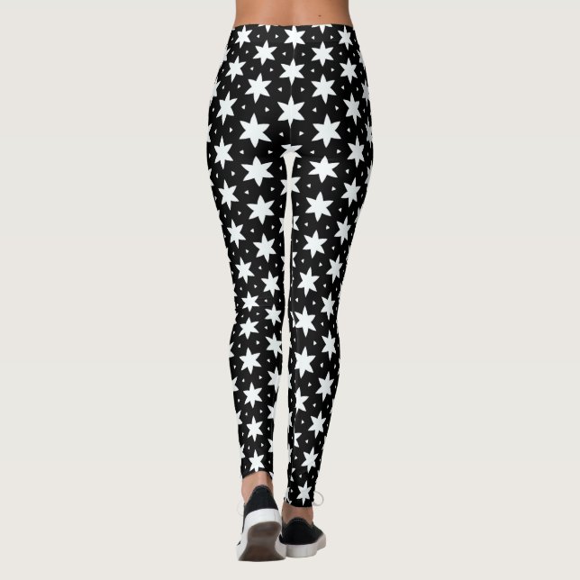 Étoile noire et blanche leggings Motifs (Dos)