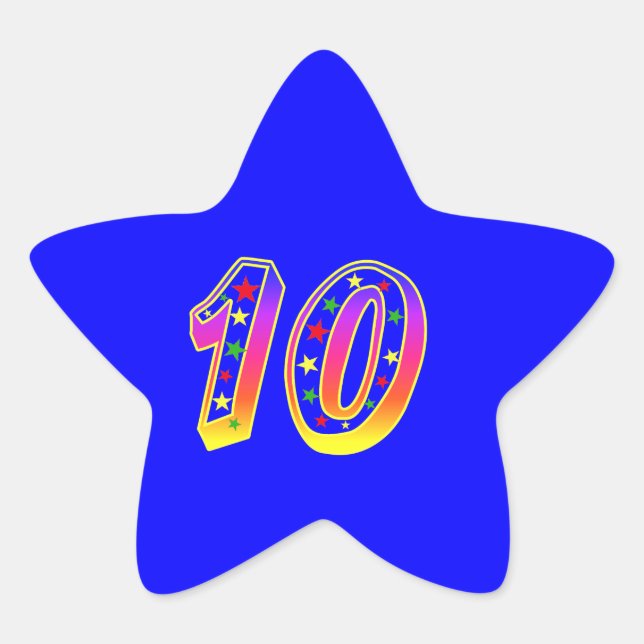 Étoile Numéro 10e Sticker de fête d'anniversaire (Devant)