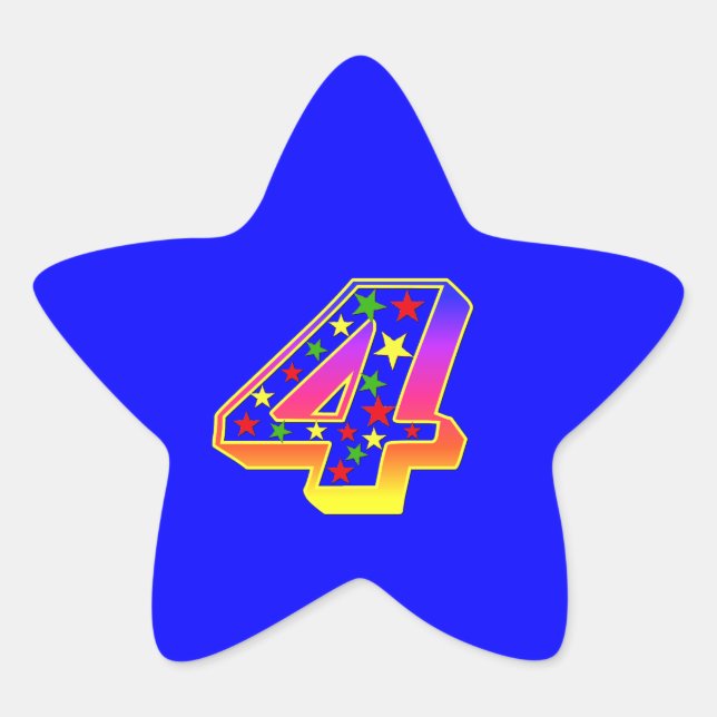 Étoile Numéro 4e Sticker de fête d'anniversaire (Devant)