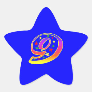 Étoile Numéro 9e Sticker de fête d'anniversaire