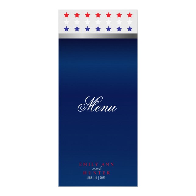 Etoile patriotique rouge, blanc et bleu - Menu (Devant)
