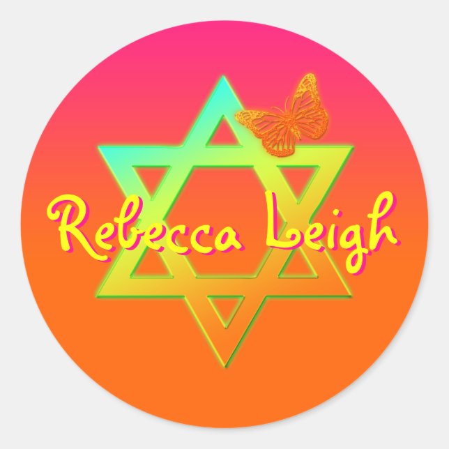 Étoile Personnalisée De David, Sticker À Papillon (Devant)