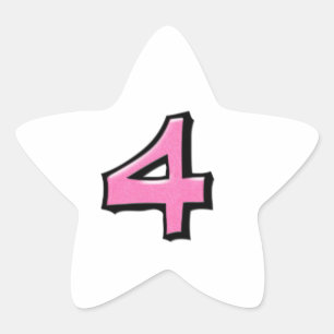 Étoile Silencieux Numéro 4 rose blanc Star Sticker