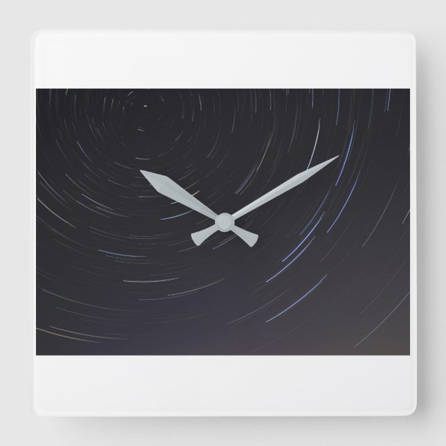 Étoile spirale Carré Horloge murale (Recto)