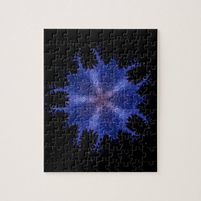 Etoile violet géométrique ciel noir puzzle noir (Vertical)