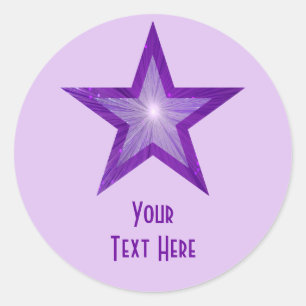 Étoile violette 'Votre Texte' rond autocollant pâl