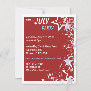 Étoiles 4 juillet invitations de fêtes