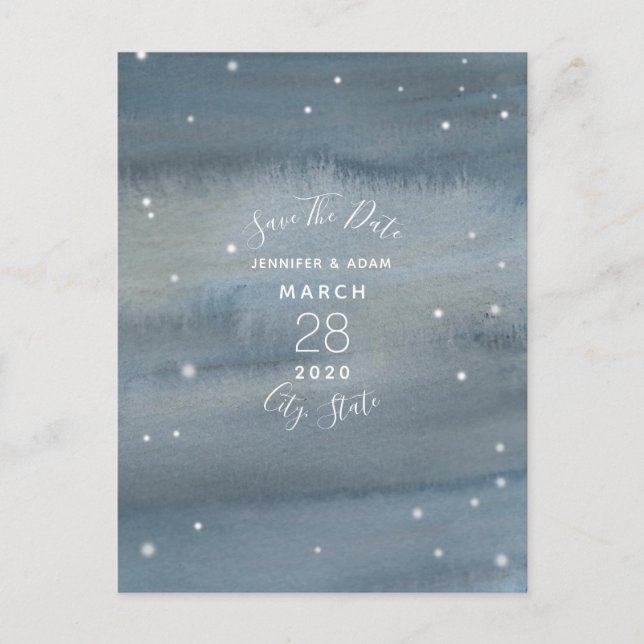 Etoiles Aquarelle Enregistrer La Date Carte Postal (Devant)