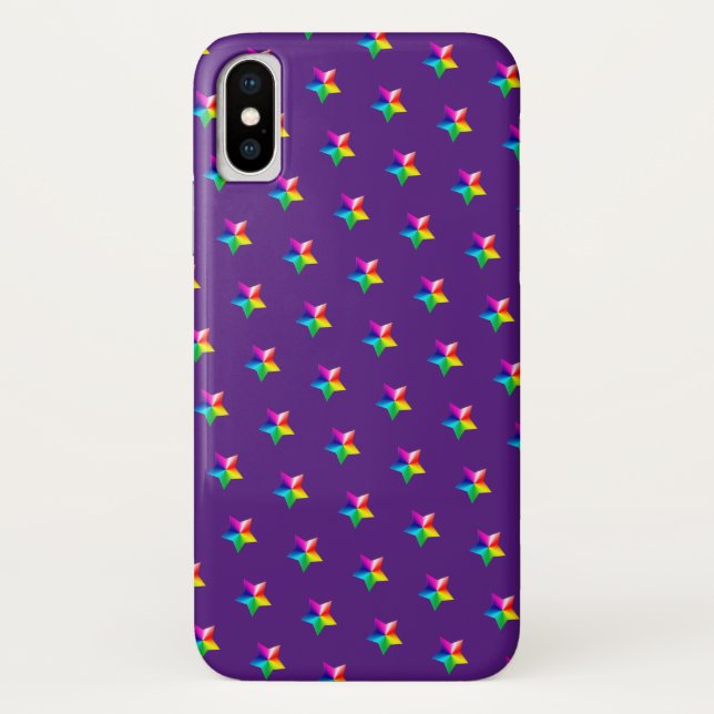 étoiles arc-en-ciel sur Coque-Mate violet coque ip (Dos)