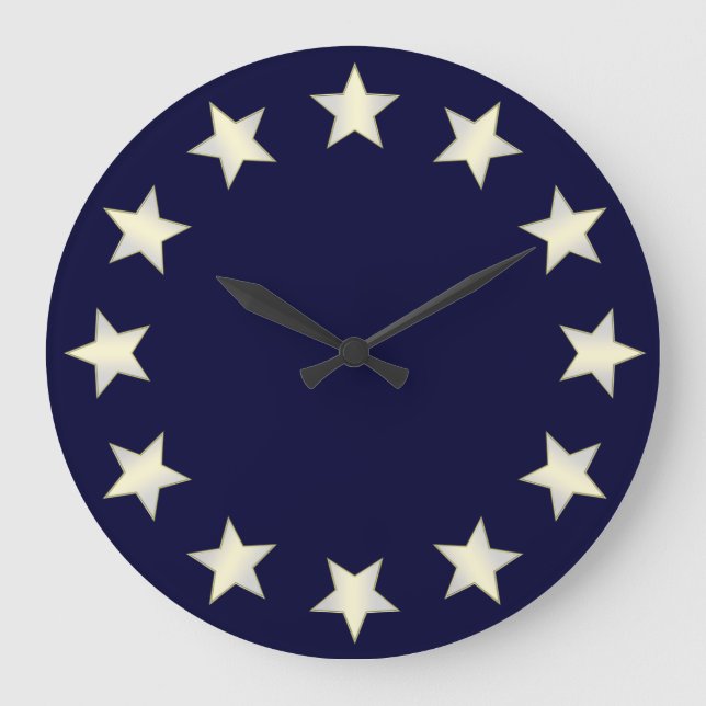 Étoiles blanches Horloge Arrière - plan bleue (Recto)