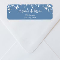 Étoiles blanches sur fond bleu poussiéreux adresse