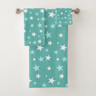 Étoiles bleu clair et blanc sur Turquoise