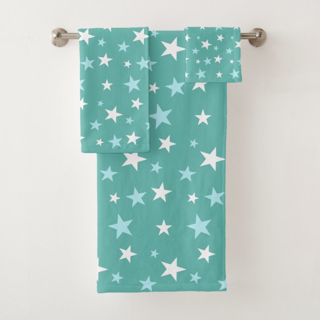 Étoiles bleu clair et blanc sur Turquoise (En situation)