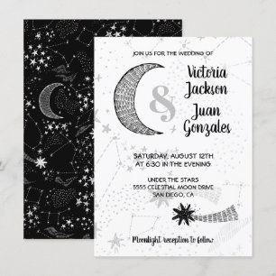 Étoiles célestes et lune Invitations de mariage