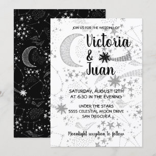 Étoiles célestes et lune Invitations de mariage