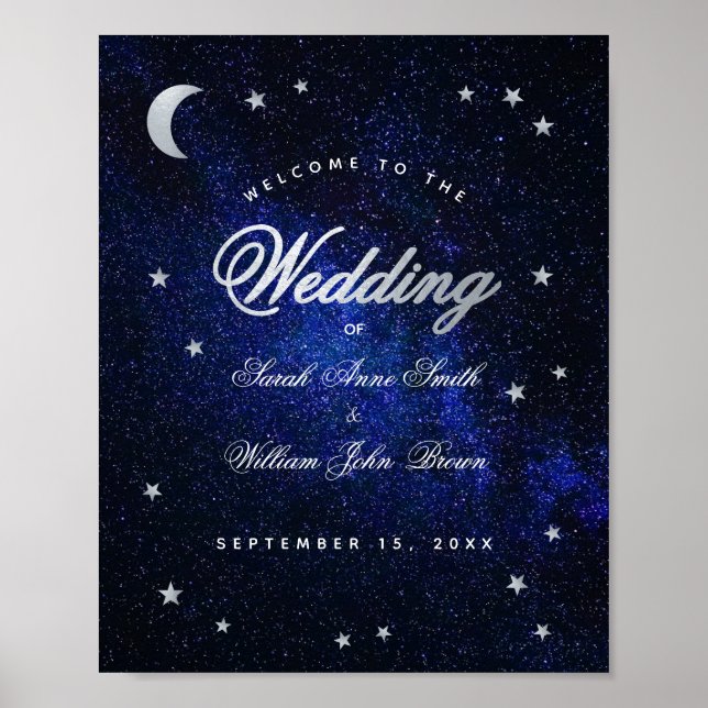 Etoiles célestes et lune Mariage bleu Affiche de b (Devant)