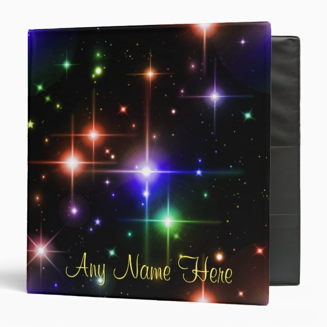 Étoiles colorées Classeur personnalisé (Devant/Intérieur)