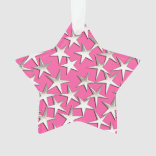 Étoiles d'argent sur fuchsia rose