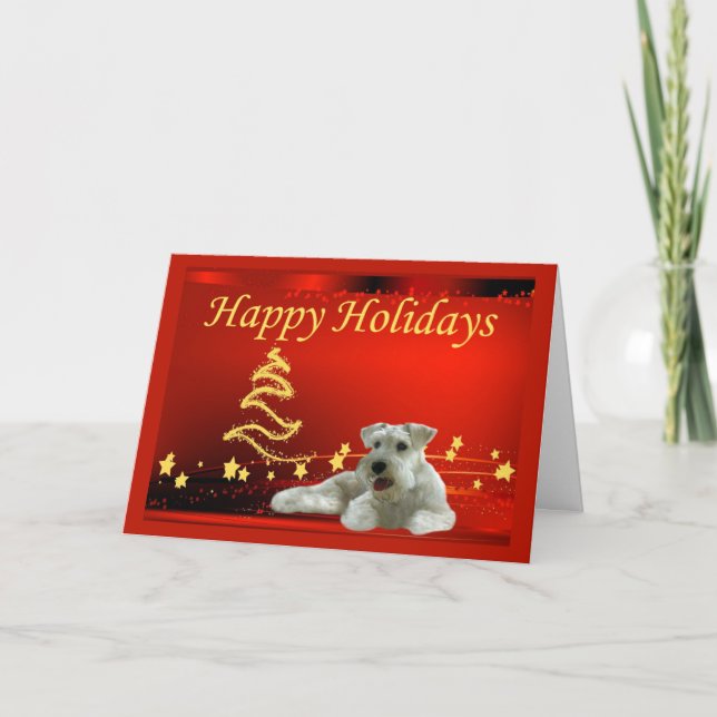 Étoiles de carte de Noël de Schnauzer miniature (Devant)