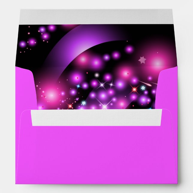 ÉTOILES DE COULEUR ROSE Enveloppe Bat mitzvah (Dos (Bas))