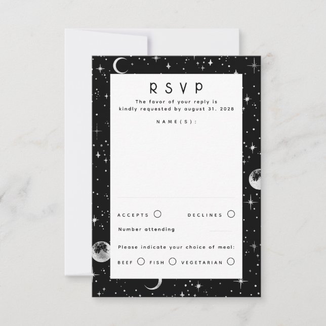 Étoiles de Foil argenté Mariage céleste RSVP (Devant)